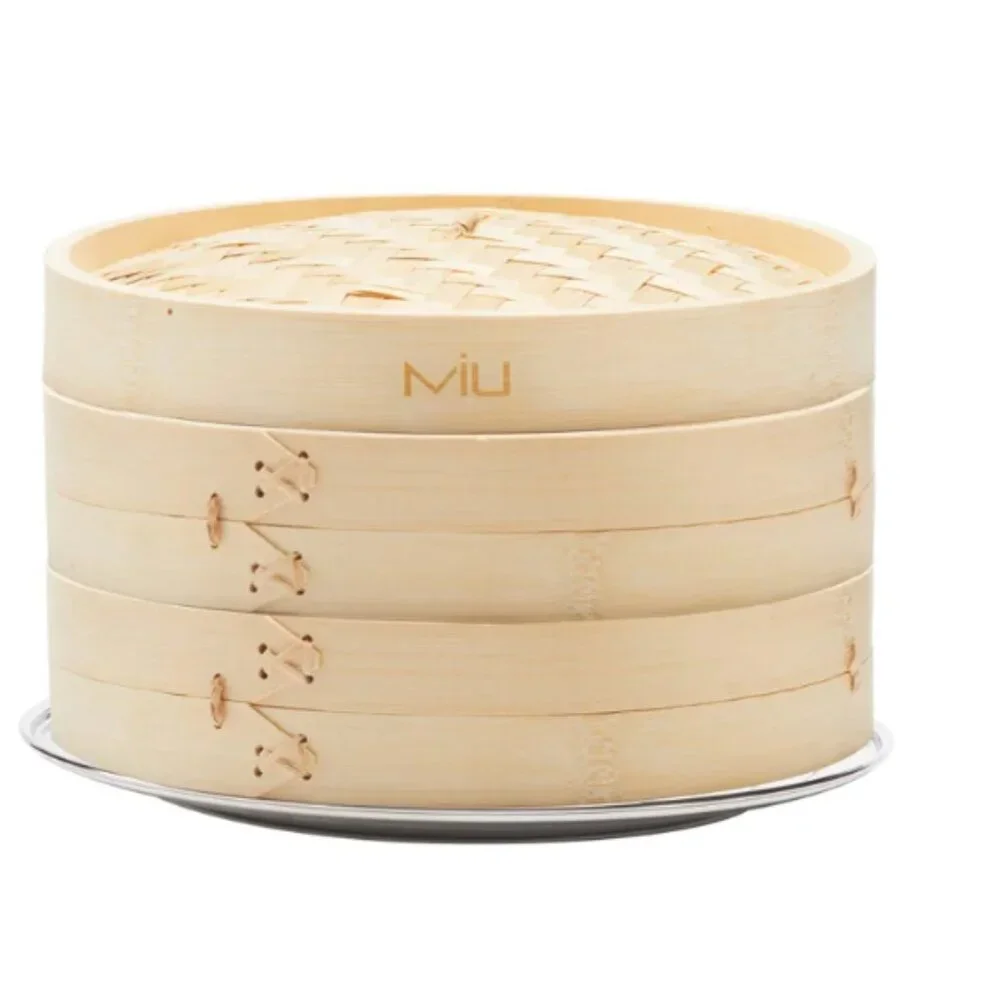 MIU 10” 2-Tier Bamboo Steamer Basket